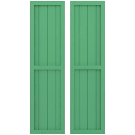 Americraft 4-Board Exterior Wood 2 Equal Panel Framed Board-n-Batten Shutters, ARW101BF414X43LPH